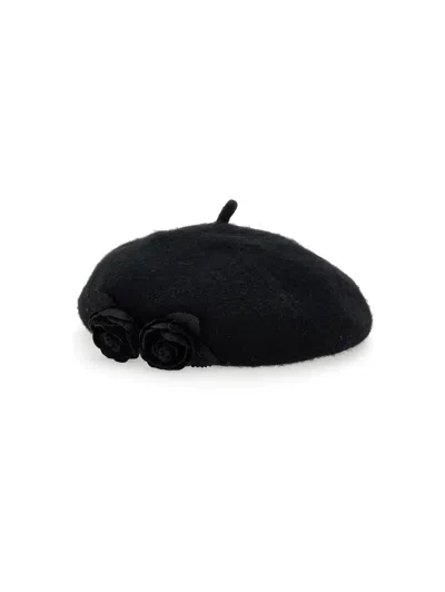 Monnalisa Babies'  Beret With Flower In Black