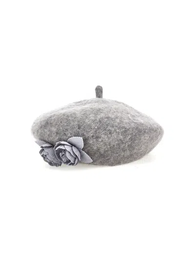 Monnalisa Babies'  Beret With Flower In Gray