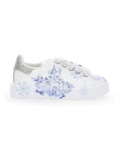 Monnalisa Kids'   Bicast Rose Tennis Shoes In Cream + Navy Blue