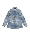 Monnalisa Bird-print Cotton Shirt In Blue