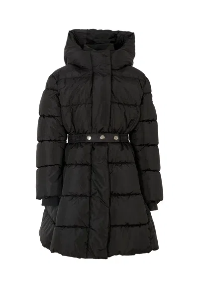 MONNALISA BLACK DOWN JACKET FOR GIRL WITH LOGO