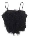 Monnalisa Cotton Top With Tulle Ruffles In Black