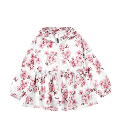 Monnalisa Kids' Blossom Print Rain Jacket In White