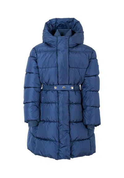 Monnalisa Kids' Blue Down Jacket For Girl With Logo