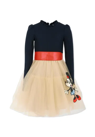 Monnalisa Kids' Blue Dress For Girl With Minnie