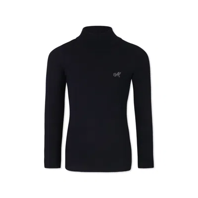 Monnalisa Kids' Blue Turtleneck For Girl With Logo