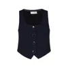 Monnalisa Blue Waistcoat For Girl With Logo In Blue