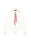 Monnalisa Body Shirt With Tie In White