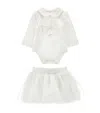 Monnalisa Bodysuit And Skirt Set In White