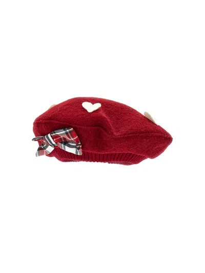 Monnalisa Kids'   Boiled Wool Beret In Ruby Red