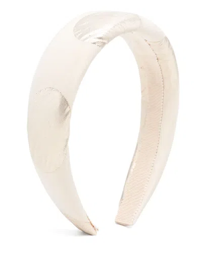 Monnalisa Kids' Bold Polka-dot Head Band In Neutrals
