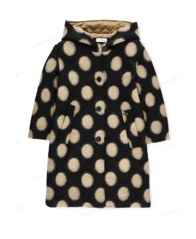 Monnalisa Bold Polka Dot-print Buttoned Coat In Black