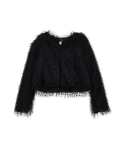 Monnalisa Kids'   Bolero With Fringing In Black