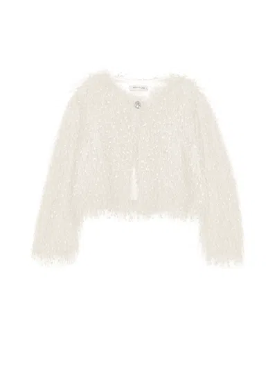 Monnalisa Kids'   Bolero With Fringing In Ecru