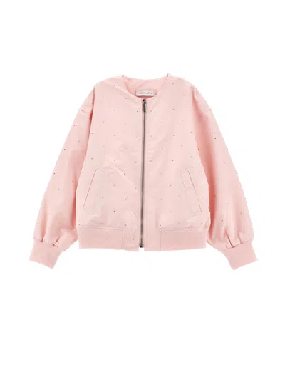 Monnalisa Babies'   Bomber Jacket With Rhinestones In Pink