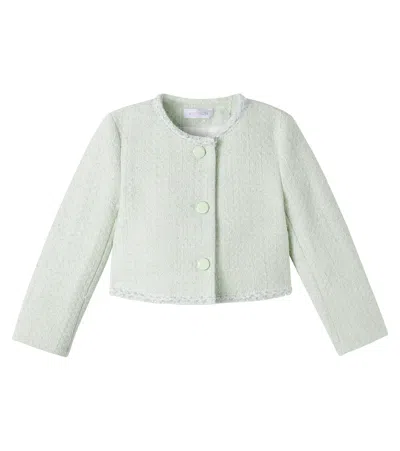 Monnalisa Kids' Bon Ton Cotton-blend Bouclé Jacket In Green