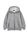 Monnalisa Bonded Neoprene Zip-up Sweatshirt In Grey + Grey