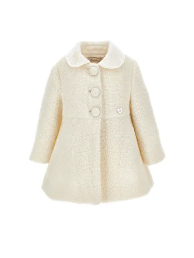 Monnalisa Kids'   Bouclé Coat In Cream