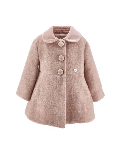 Monnalisa Kids'   Bouclé Coat In Dusty Pink Rose