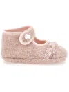 Monnalisa Bouclé Fabric Ballet Flats In Dusty Pink Rose