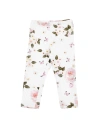 Monnalisa Bouquet Print Jersey Leggings In White