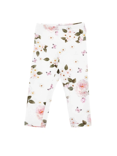 Monnalisa Kids'   Bouquet Print Jersey Leggings In White