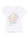 Monnalisa Bouquet-print Jersey T-shirt In White