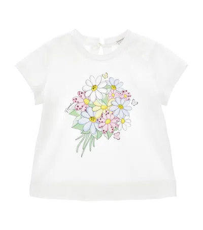 Monnalisa Kids' Bouquet Print T-shirt In White