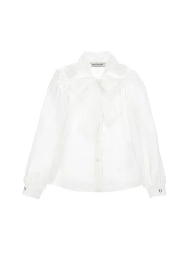 Monnalisa Kids'  Bow Blouse In White