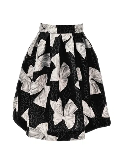Monnalisa Kids'   Bow Brocade Skirt In Black