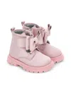 Monnalisa Bow-detail Ankle Boots In Pink