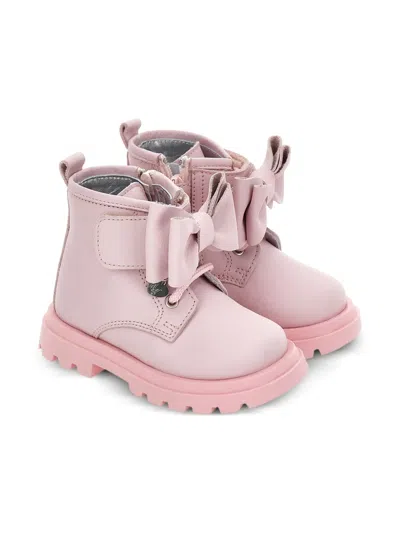 Monnalisa Babies' Bow-detail Ankle Boots In Pink