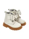 Monnalisa Bow-detail Ankle Boots In White
