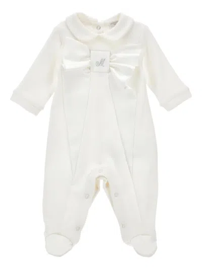 Monnalisa Bow-detail Babygrow In White