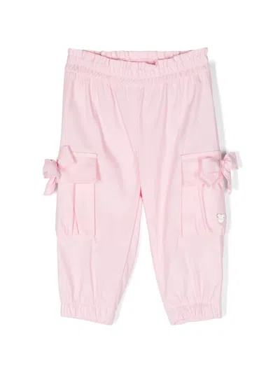 Monnalisa Babies' Bow-detail Cargo Trousers In Pink
