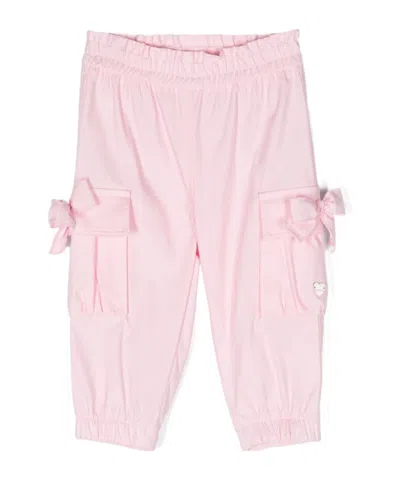 Monnalisa Bow-detail Cargo Trousers In Pink