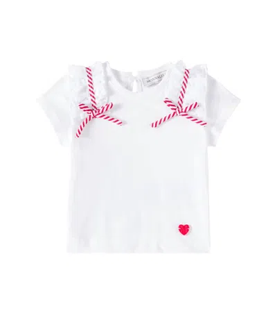 Monnalisa T-shirt Aus Baumwoll-jersey In Weiss
