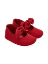 Monnalisa Bow-detail Crib Shoes In Red