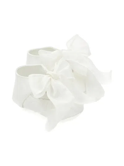 Monnalisa Babies' Bow-detail Crib Shoes In White