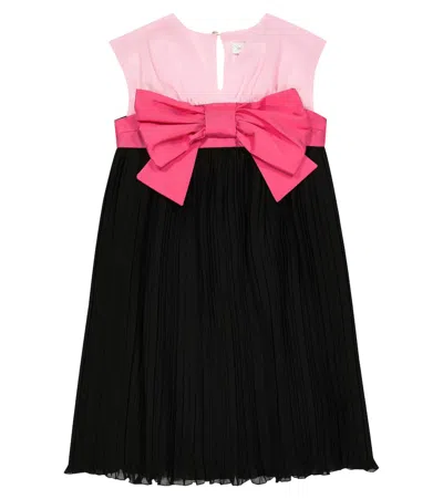 Monnalisa Kids' Bow-embellished Dress In Black,pink