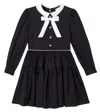 Monnalisa Bow-detail Gathered Dress In Black