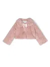 Monnalisa Bow-detail Jacket In Pink