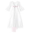 Monnalisa Bow-detail Lace And Tulle Dress In Panna