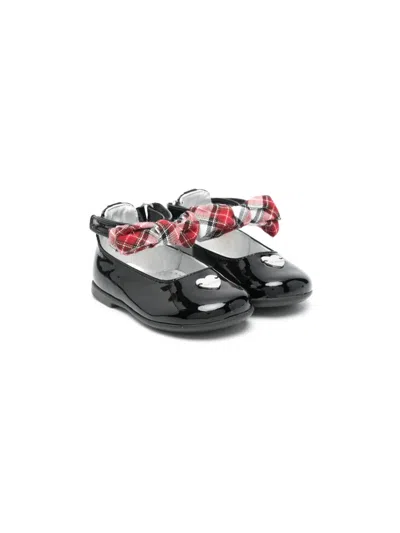 Monnalisa Babies' Bow-detail Leather Ballerinas In Black