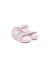 Monnalisa Bow-detail Leather Ballerinas In Pink