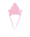 Monnalisa Bow-detail Ribbed-knit Hat In Pink