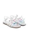 Monnalisa Bow-detail Sandals In Silver