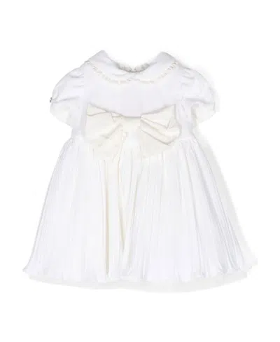 Monnalisa Bow-detail Short-sleeve Dress In White