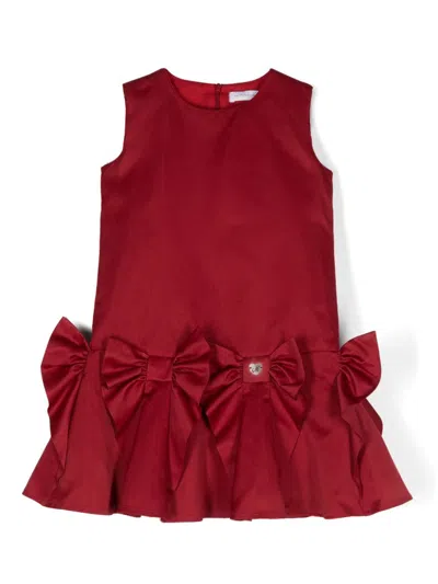 Monnalisa Kids' Bow-detail Sleeveless Dress In Red