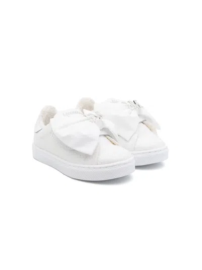 Monnalisa Kids' Bow-detail Sneakers In White